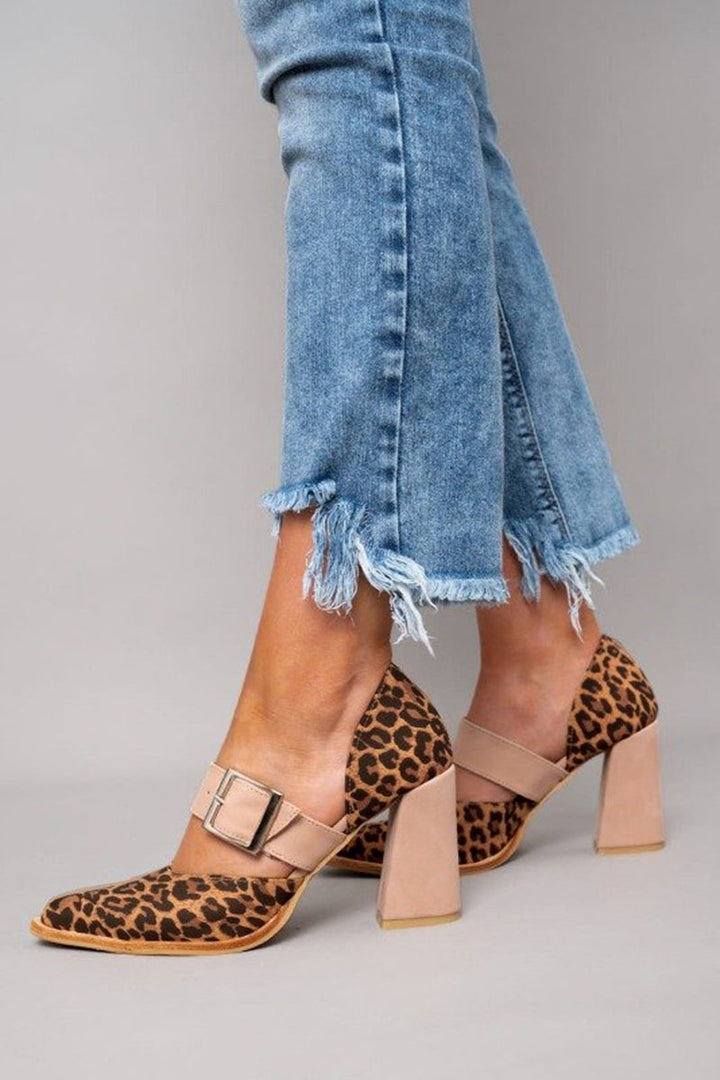 Selveta | Sandalias de ante leopardo con tacón estable