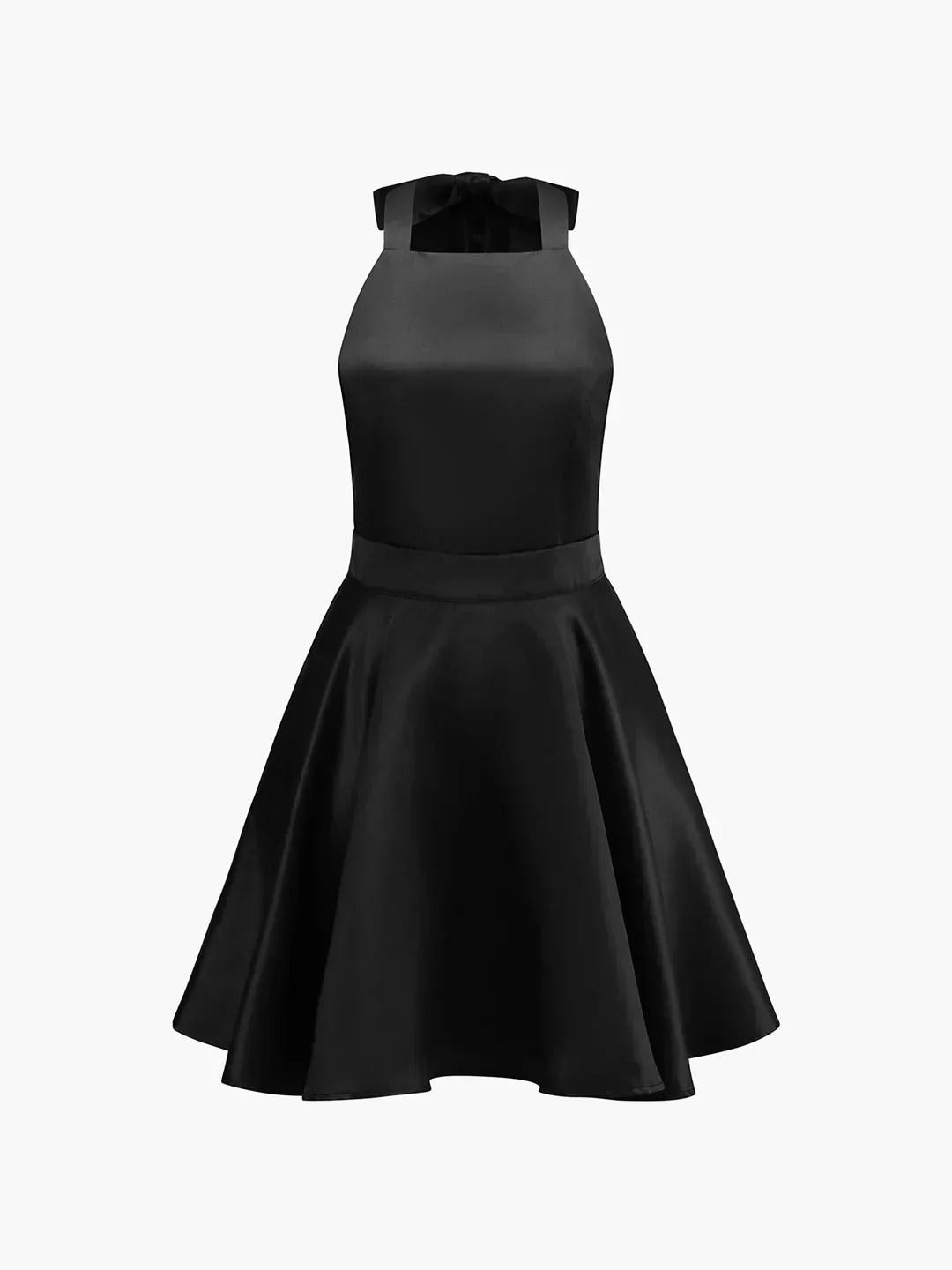 Carolina | Vestido mini plisado de satén con nudo, bolsillos dobles y espalda abierta