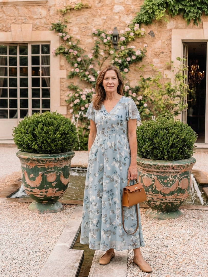 Montserrat | Vestido maxi de chiffon floral